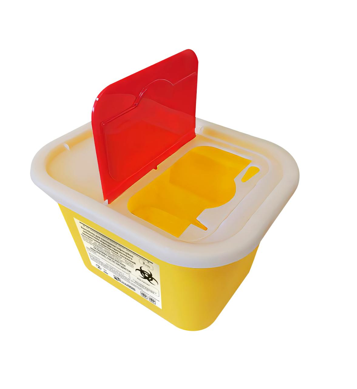 Контейнер пластиковий для паковання інфекційно небезпечних відходів одноразового використання, посилений, "ГЛЮДОР" 3л